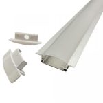 Alusín/alu profil szett 2m, beépíthető, átlátszó pattintható takaróval