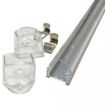 Alusín/alu profil szett átlátszó fedővel, bármilyen led szalaghoz! 2m sín+ átlátszó takaró+ 4 db rögzítő+ 2 db végzáró.
