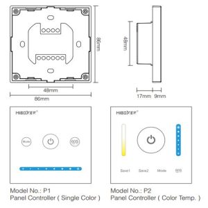 Mi-Light P2 fali panel CCT Led szalag vezérlő és távirányító egyben, egyszínű vagy kétszínű Led szalaghoz, rádiós, 10A, 120W - Image 6