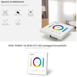 Mi-Light P3 fali panel Led szalag vezérlő és távirányító egyben, RGB, RGBW, RGB+CCT Led szalaghoz, rádiós, 10A, 120W - Image 3
