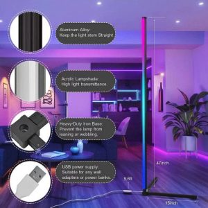 Led lámpatest , állólámpa , 125 cm , távirányítóval , DRGB , dimmelhető , USB , WIFI/Bluetooth , TUYA , LEDISSIMO AMBIENT LIGHT - Image 4