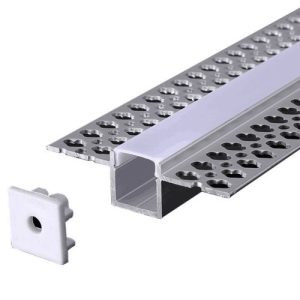 Gipszkartonba glettelhető alu sín szett, 2M sín+ opál takaró+2db végzáró.