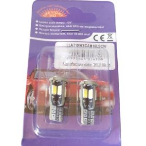 Autós led T10 CANBUS helyzetjelző, index világítás, Samsung chip, 10 led, 150 Lumen, 2,5W, hideg fehér - Image 1