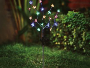 Leszúrható szolár virág 6db - 20 színes LED - 65 cm