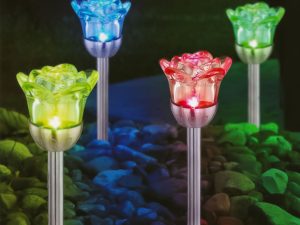 Szolár lámpa - leszúrható - rózsa 8db - 1 RGB LED - 8 x 36,5 cm