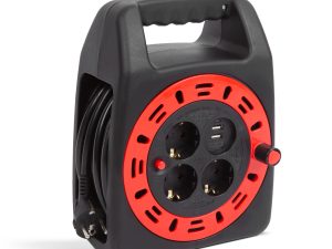Kábeldob műanyag tartóval - 3 x 1,5 mm² + 2 x USB - 15 m