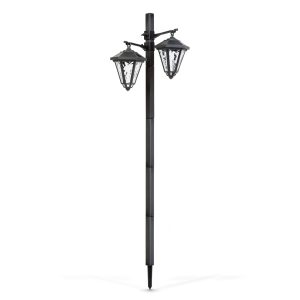 LED-es szolár lámpa - kandeláber 4db - 137 cm - fekete - hidegfehér - Image 3