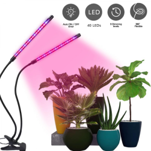 Növénynevelő LED lámpa , 2 karos , 8 Watt , USB , csiptethető , dimmelhető , időzíthető , IP44 , LEDISSIMO GROW