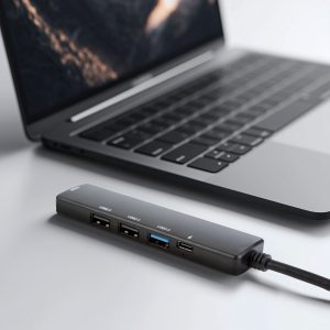 Multifunkciós USB Hub - HDMI + Type-C 3.0 - 3xUSB-A, 1xType-C - 5 Gbps, 100 W - fekete - Image 4