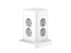 WinningStar - Kocka elosztó - 8-as + 3 x USB + 1 x Type-C - 3 m
