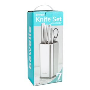 Kés készlet tartóval - 7 részes - rozsdamentes acél - Image 2