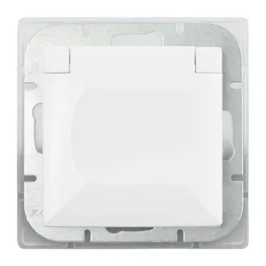 PERLA földelt csatlakozó aljzat 1-es csapfedeles IP44 SCHUKO - fehér (PT-17PH )