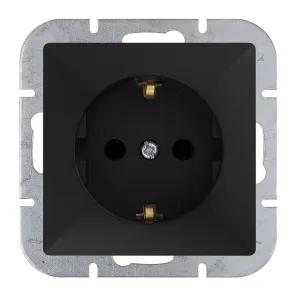 PERLA földelt csatlakozó aljzat 1-es, SCHUKO - fekete matt (PT-17P)