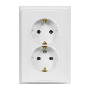 Dupla aljzat m/m 2x2p+Z 16A, 250V komplett, SCHUKO (PT-7L FEHÉR KÉSZLET)