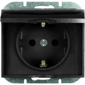 ONYX Földelt csatlakozó aljzat 1-es csapfedeles IP44 - fekete matt (PT-17OH)