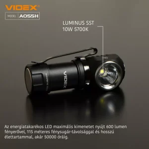 Videx LED Fejlámpa hidegfehér újratölthető akkumulátorral A055H - Image 3