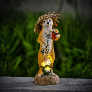 LED-es szolár állatfigura - "Welcome" szurikáta - melegfehér LED - 30 cm - Image 1