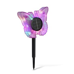 Leszúrható szolár pillangó 12db - lila - 13 x 6,5 x 35 cm - melegfehér + színes LED - Image 3