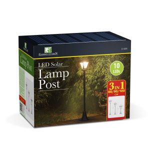 LED-es szolár lámpa - kandeláber - 120 cm - 10 LED - fekete - melegfehér - Image 4