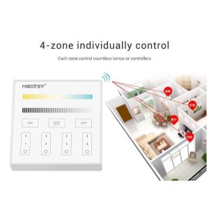 MIBOXER RF 2.4G CCT LED Szalaghoz Fali Távirányító 4 Zónás fehér - Image 5