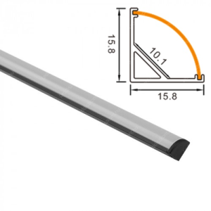 Alumínium profil Led szalaghoz sarok 2 méter fekete sín+ opál búra+2 db vég. 8-10 mm széles Led szalaghoz. - Image 1