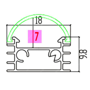 Alusín Led profil szett, íves búra, extra hűtéssel, IP44 vízálló! 8-12 mm Led szalaghoz. 2 m sín+átlátszó búra+4 db rögzítő+2 db vég - Image 2