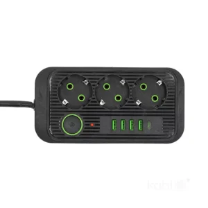 KOBI LINEA PRO hosszabbító, 3 aljzat + 4 USB + 1 USB-C, 5 m, fekete - Image 4