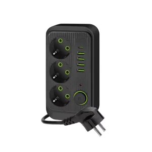 KOBI LINEA PRO hosszabbító, 3 aljzat + 4 USB + 1 USB-C, 5 m, fekete - Image 5