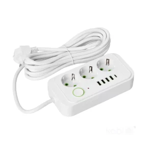 KOBI LINEA PRO hosszabbító, 3 aljzat + 4 USB / 1 USB-C, 5 m, fehér - Image 3