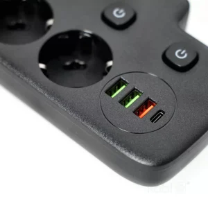 KOBI LINEA PRO FL hosszabbító kábel 2 aljzat+3 USB/1 USB-C/0,2m fekete Kobi - Image 3