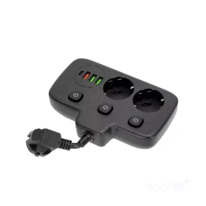KOBI LINEA PRO FL hosszabbító kábel 2 aljzat+3 USB/1 USB-C/0,2m fekete Kobi - Image 4