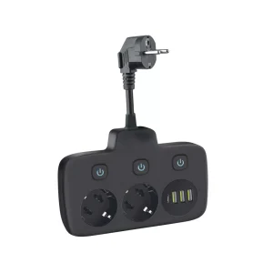 KOBI LINEA PRO FL hosszabbító kábel 2 aljzat+3 USB/1 USB-C/0,2m fekete Kobi - Image 5