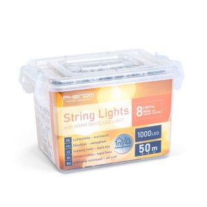 Fényfüzér - 50 m melegfehér - 1000 LED - 220-240V - 9W - átlátszó kábel - 4. kép