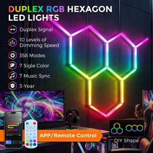 HUGOLED HEXA CORE-5 SPI Digitális Hexagon LED Lámpa szett WIFI és RF vezérléssel 5 Modul- 14505 - Image 3